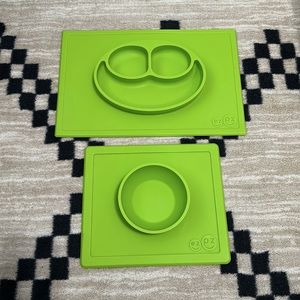 Ez Pz mat plate and bowl set bundle - green